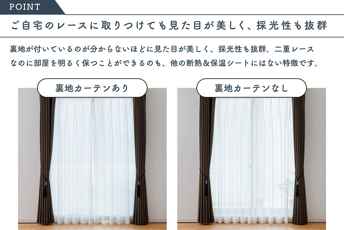 早くて簡単！ご自宅のレースの裏に取り付けるだけの節電対策 断熱に